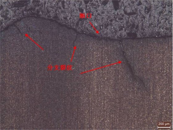 斷裂擴(kuò)展區(qū)縱截面金相組織 斷裂擴(kuò)展區(qū)縱截面金相組織